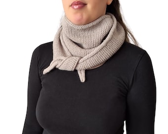 Stone Beige Knit Neck Scarf • Sophie Skinny Scarf • Handmade Gift