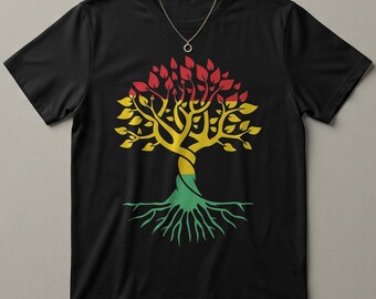 Juneteenth 1865 T-Shirt Tree and Roots Afro Rasta Colors Black History Pride Tee Freedom Day Gift African American Shirt Black Excellence