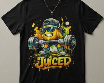 Juiced Shirt | Funny Gym Fruit Tee | Weightlifting Orange Drip Graphic | Workout Humor Shirt | Banana Drip | Streetwear Tee | Summer Apparel