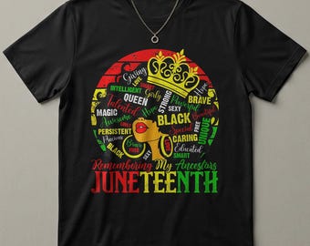 Juneteenth 1865 T-Shirt Queen Crown Afro Rasta Colors Black History Pride Tee Freedom Day Gift African American Shirt Black Excellence