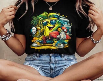 Banana Drip Surf Shirt | Funny Banana Surfer Tee | Streetwear Fruit Graphic T-Shirt | Cool Surf Gift | Neon Cartoon Fruit Summer Apparel