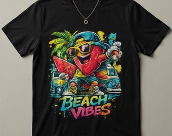 Beach Vibes Shirt | Funny Watermelon Summer Tee | Retro Vacation Graphic Shirt | Banana Drip T-shirt | Tropical Streetwear Summer Apparel