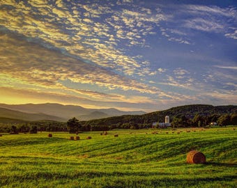 Vermont Sunset Landscape Photograph: Signed Mountain Scene Art Print