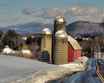 Vermont Winter Farm Photography Print: Snowy Barn Scene Wall Art