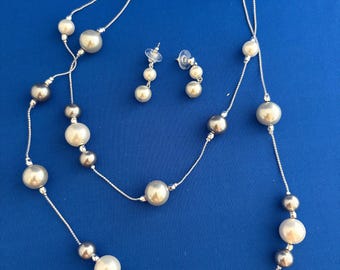 Lange ketting met parelketting | Parelketting met laagjes | Elegante goudkleurige kralenketting | Minimalistische bruidssieraden | Klassiek cadeau