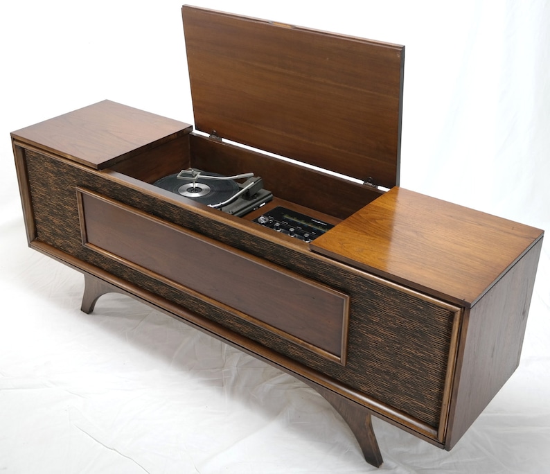 VINTAGE Mid Century Modern Hi Fi Stereo Console Bluetooth AM Etsy