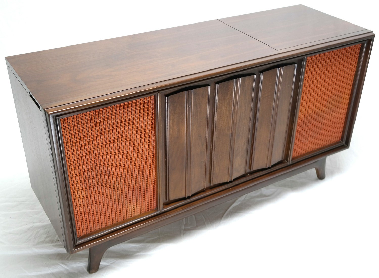 Mid Century Modern Sylvania Stereo Console Record Player Etsy