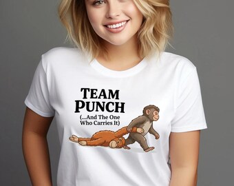 T-shirt graphique rétro Team Punch Monkey – T-shirt humoristique sarcastique au bureau