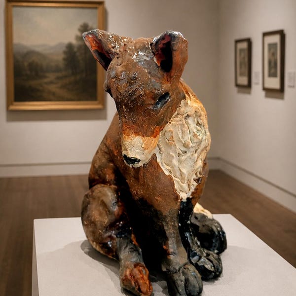 Fox Sculpture. Handmade in clay.