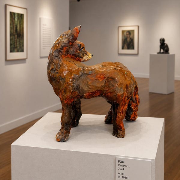 Fox Sculpture. Handmade in clay.