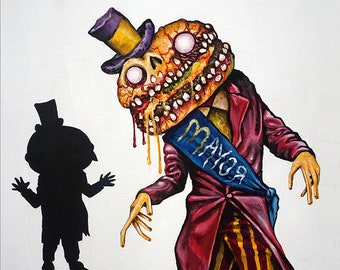 Mayor McCheese - Impression/Reproduction d’art - 11 » x 15 » - Série FAST FOOD MONSTERS