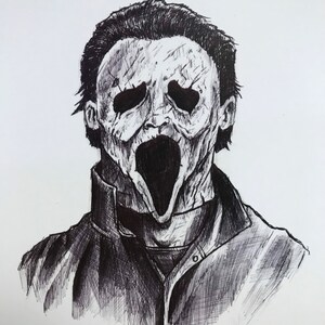 Michael Myers / Ghostface MASHUP 8” x 10” Sketch PRINT / Reproduction - signed by artist!