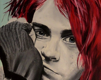 Kurt Cobain (Red Hair) - Nirvana - Art Print Reproduction 10" x 12" - signed by Artist