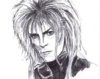 Jareth the Goblin King - Labyrinth- 8”x10” sketch PRINT / Reproduction - signed by artist!