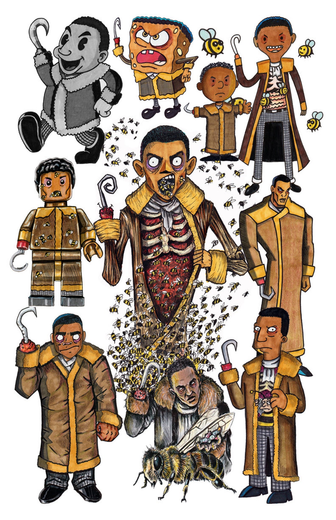 Candyman in 10 Animation Styles 11x17 Print/reproduction Signed by