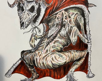 ORIGINAL ART - the Krampus HORROR Christmas - 9"x12" Original Drawing