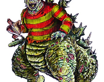 Freddy Godzilla Mashup 8”x10” PRINT / Reproduction - signed by artist!