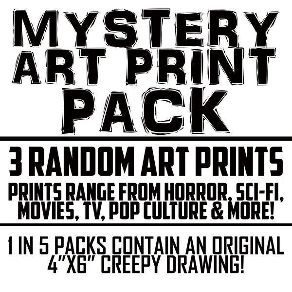 MYSTERY ART PRINT Pack! Pop Culture, Horror, Tv, & more