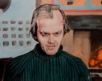Jack Nicholson from The Shining - Art Print Reproduction 11" x 13.5" - signed by Artist
