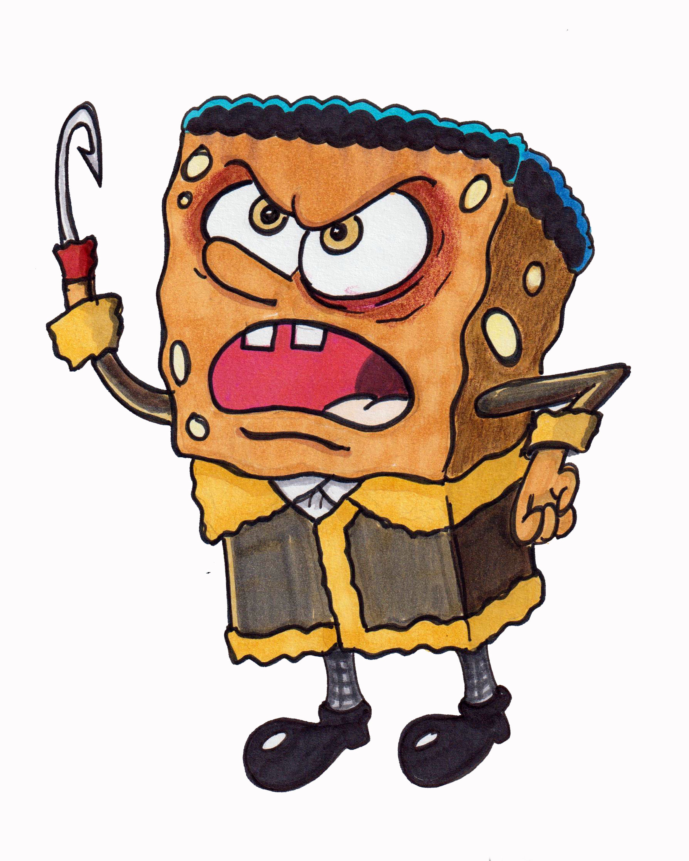 How To Draw Spongebob Gangster Step By Step