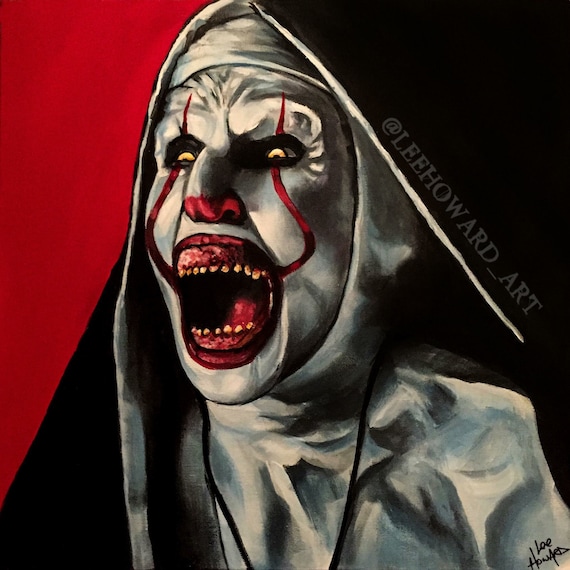 pennywise it valak the nun mash up 10x10 art etsy