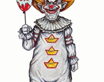 Pennywise / Killer Klowns Mashup 8”x10” PRINT / Reproduction - signed by artist!