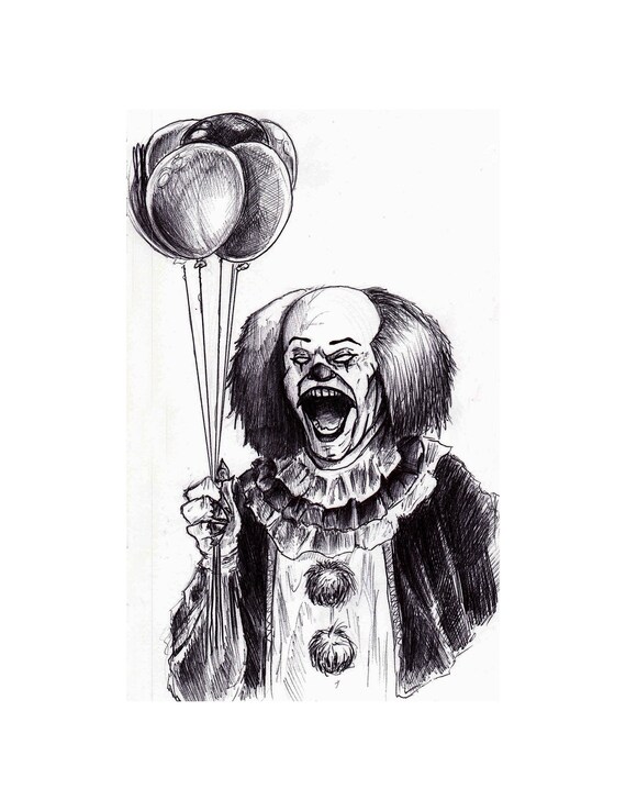 It Pennywise Inspired Sketch Art Print Reproduction 85 X 11 Signed By Artist
