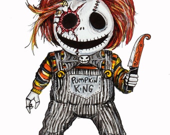 Chucky Skellington Mashup 8”x10” PRINT / Reproduction - signed by artist!