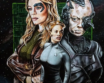 Seven of Nine Star Trek Original Painting - 16" x 16" Acrylic on Canvas