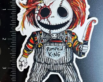 Chucky Skellington mashup 4" STICKER!