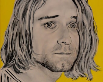 Kurt Cobain (Yellow) - Nirvana - Art Print Reproduction 10" x 12" - signed by Artist