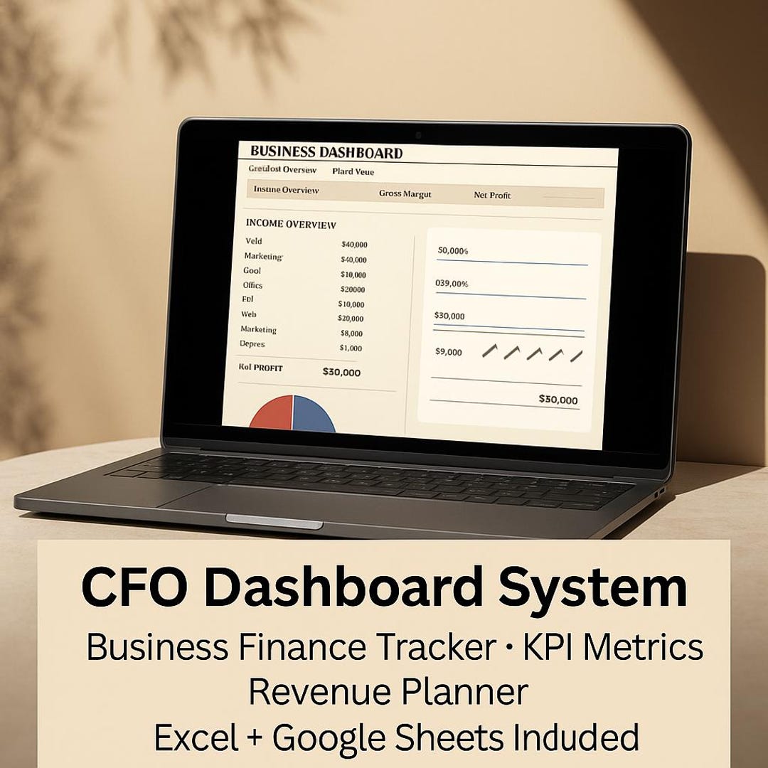 CFO Dashboard Spreadsheet | Business Finance Tracker | KPI Dashboard ...