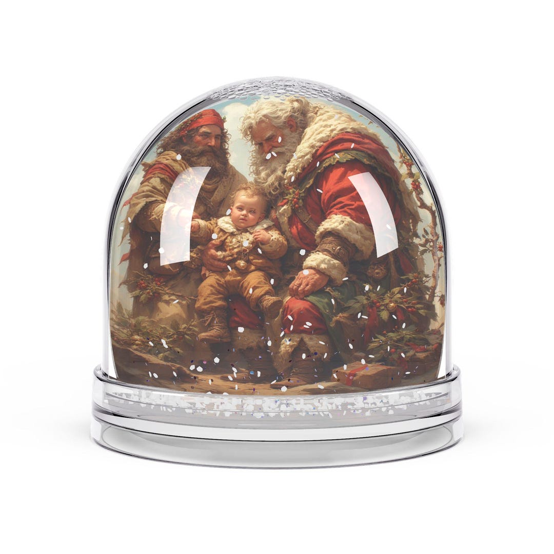 Victorian Santa With Child Snow Globe | Christmas Holiday Decor - Etsy