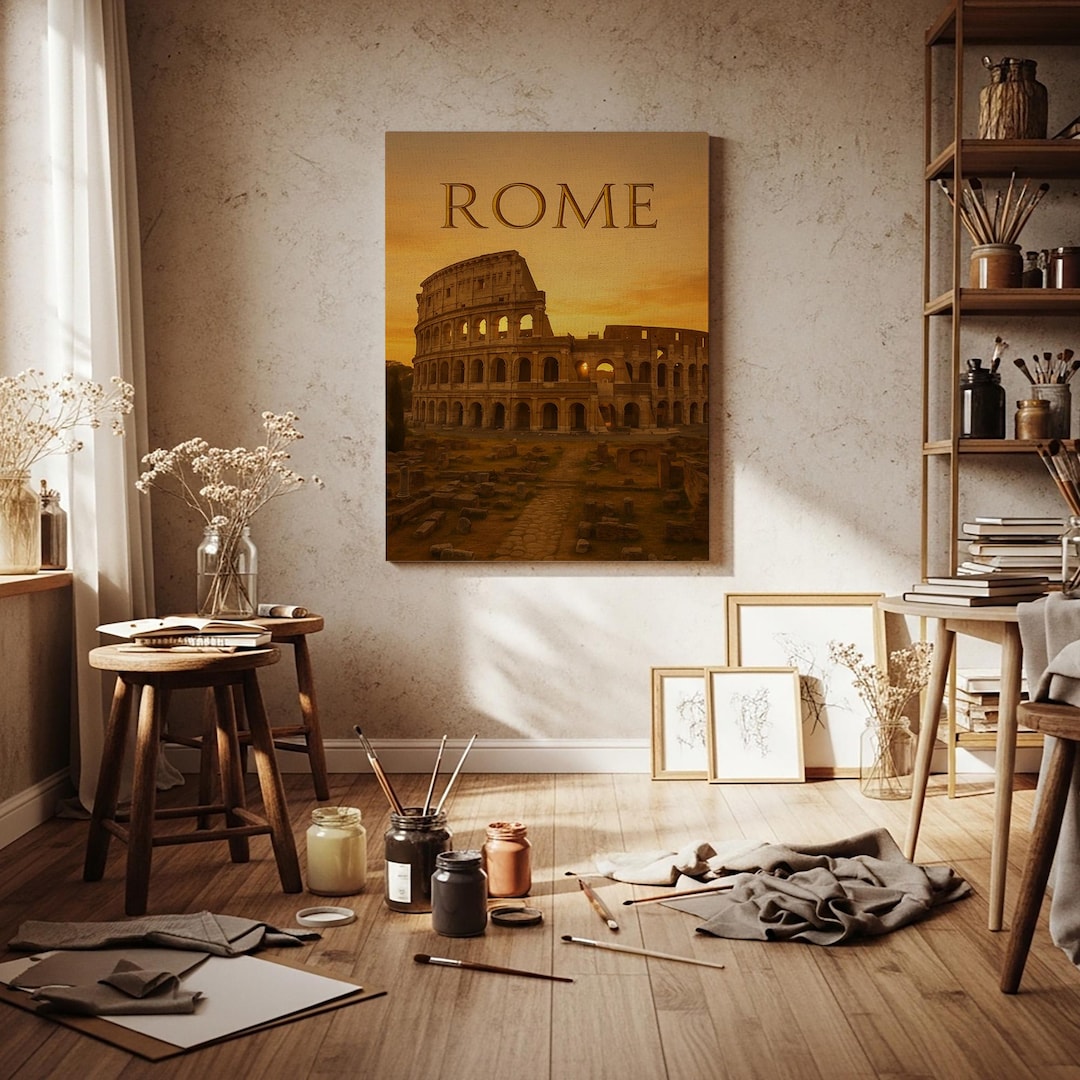 Wall Prints Rome Rome Wall Art, Colosseum Sunset Canvas, Italian Landmark Print, Ancient ...