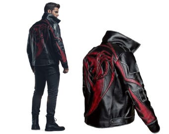Handgemachte Proto Dragon inspirierte echte schwarze Lederjacke