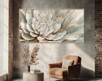 Abstract Flower Canvas Print, Textured Floral Wall Art, Neutral Bedroom Decor, Gift for Florist