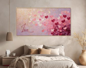 Impresión en lienzo de corazón de amor, pintura texturizada para pared, lista para colgar