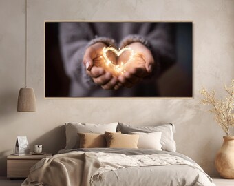 Nurse Hands Holding Heart, Light Canvas Print, Ready to Hang