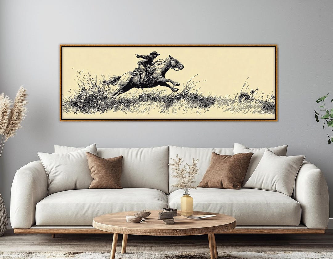 Cowboy Riding Horse Canvas Print, Western Wall Art, Ready to Hang - Etsy