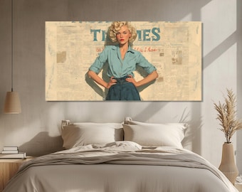Vintage 1950s Woman Canvas Print Retro Wall Art, Ready to Hang