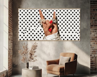 Rock Hand Canvas Print, Red Nails Music Wall Art, Edgy Bedroom Decor, Musician Gift