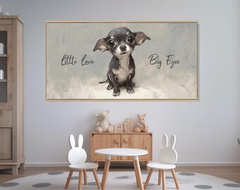 Small Dog with Big Eyes Canvas Print, Sweet Pet Wall Art , Ready to Hang