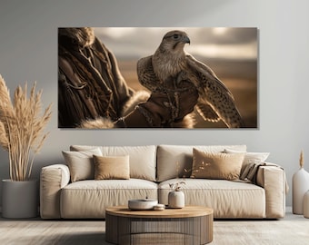 Falconer Holding Bird of Prey Canvas Print, Ready to Hang
