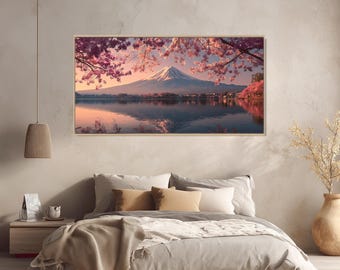 富士山の桜のキャンバスアート：日本の風景画 - Etsy 日本