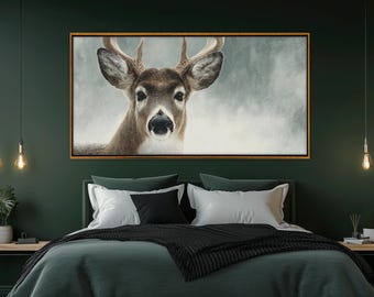 Deer Portrait Canvas Print, Animal Wildlife Wall Art, Ready to Hang