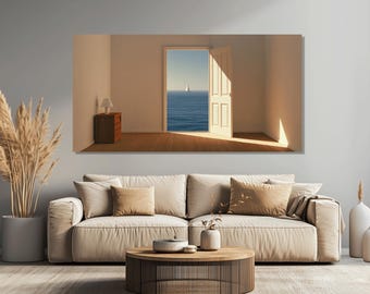 Ocean Door Canvas Print, Coastal Wall Art, Serene Bedroom Decor, Beach House Gift