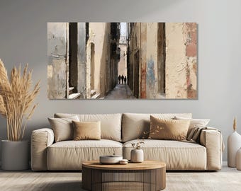 Narrow Street Canvas Print, Textured Urban Wall Art, Hallway Decor, City Lover Gift