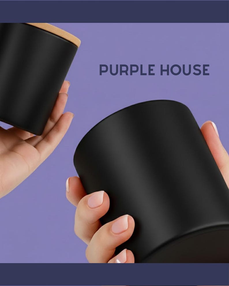 A pair of hands holding black cylindrical objects against a purple background with the text "PURPLE HOUSE" displayed above them.