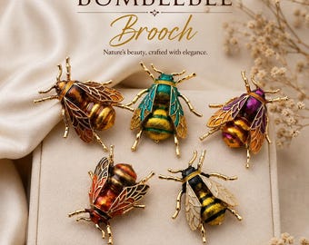 Broche de abelha em esmalte estilo vintage, alfinete de inseto banhado a ouro, joia elegante para presente.