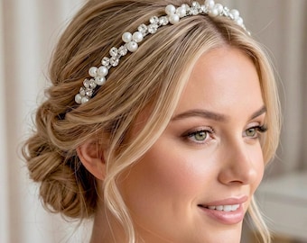 Handmade Crystal Headband with Teardrop Stones – Elegant Hair Accessory for Weddings & Special Occasions